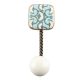 Turquoise Sea Shell Square Ceramic Wall Hook in Antique Fitting 